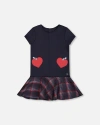 Deux Par Deux Milano Dress With Plaid Flounce In Black