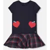 Deux Par Deux Milano Dress With Plaid Flounce In Black