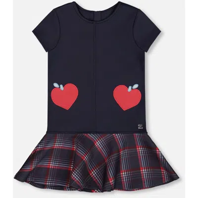 Deux Par Deux Kids'  Milano Dress With Plaid Flounce In Black