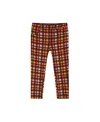 Deux Par Deux Girl's Milano Treggings Plaid Magenta And Brown In Pink  Brown Plaid