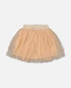 Deux Par Deux Multi Layer Glittering Mesh Skirt In Sand