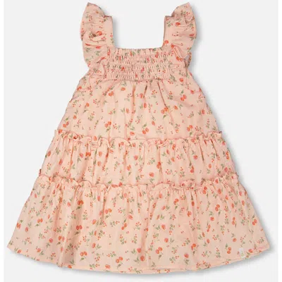 Deux Par Deux Kids'  Multi-tiered Flowers Dress With Smocking