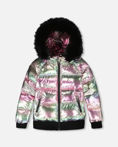DEUX PAR DEUX DEUX PAR DEUX MULTICOLOR METALLIC QUILTED BOMBER-STYLE WINTER COAT