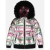 Deux Par Deux Multicolor Metallic Quilted Bomber-style Winter Coat In Silver