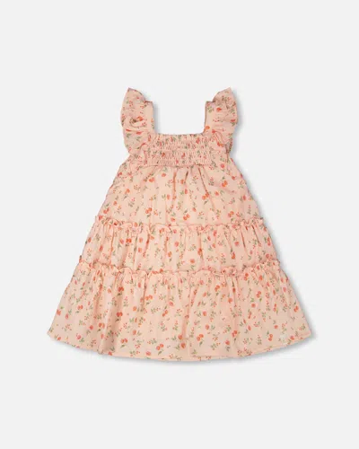 Deux Par Deux Kids'  Multi-tiered Flowers Dress With Smocking