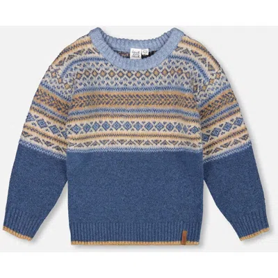 Deux Par Deux Kids'  Norwegian Jacquard Knit Sweater In Black