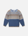 Deux Par Deux Norwegian Jacquard Knit Sweater In Blue