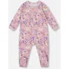Deux Par Deux Babies'  One-piece Organic Cotton Pajama Cat In Multi