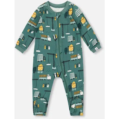 Deux Par Deux Babies'  One-piece Organic Cotton Pajama Construction In Blue