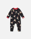Deux Par Deux One-piece Organic Cotton Pajama Cookie In Black