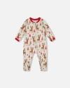 Deux Par Deux One-piece Organic Cotton Pajama Girly Reindeer In Multi