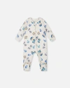Deux Par Deux One-piece Organic Cotton Pajama Monkey In Blue