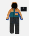 Deux Par Deux One-piece Play Snowsuit Colorblocked In Black