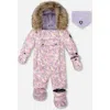 Deux Par Deux Babies'  One-piece Play Snowsuit Designed For Car Seat Cat In Pink