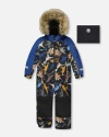 Deux Par Deux One-piece Play Snowsuit Dinosaur In Black