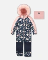 Deux Par Deux One-piece Play Snowsuit Flower In Pink
