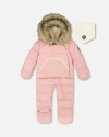 Deux Par Deux One-piece Snug Snowsuit Designed For Car Seat In Pink