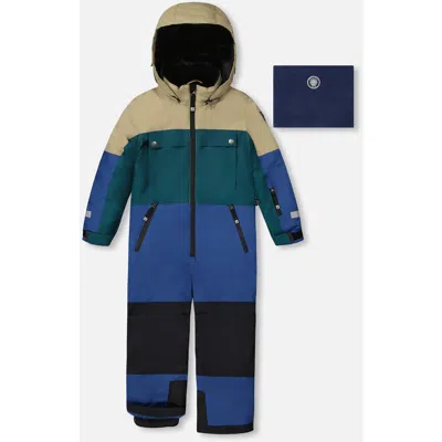 Deux Par Deux Kids'  One-piece Teknik Snowsuit Colorblocked In Multi