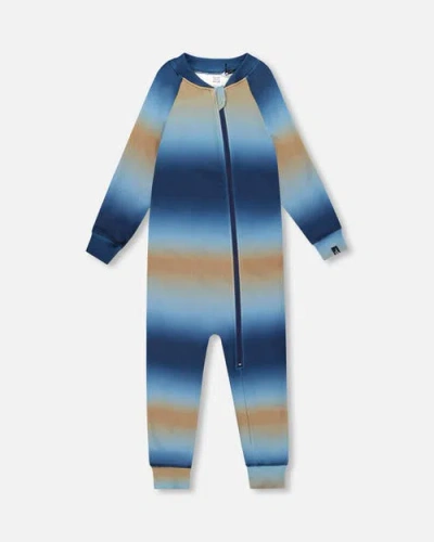 Deux Par Deux Babies'  One-piece Thermal Underwear In Blue