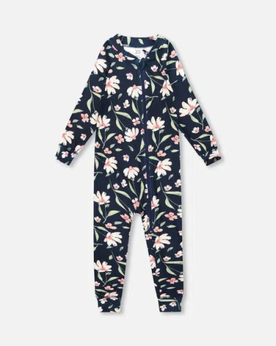 Deux Par Deux Kids'  One-piece Thermal Underwear Flower In Multi