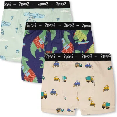 Deux Par Deux Kids'  Organic Cotton Adventure Boxers Pack Of 3 In Multi
