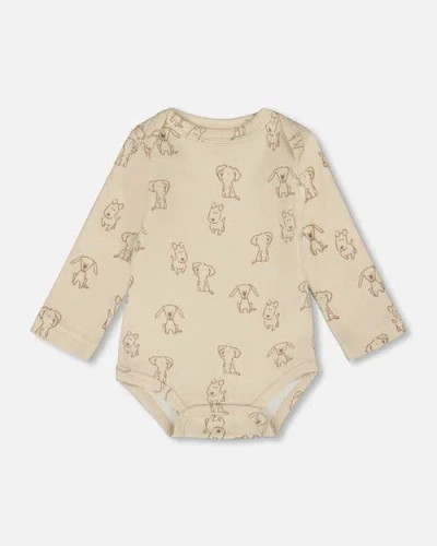 Deux Par Deux Babies'  Organic Cotton Allover Puppy In Neutral
