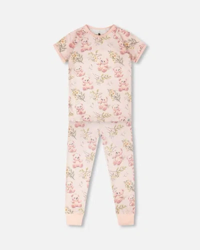 Deux Par Deux Kids'  Organic Cotton Bear Two-piece Pyjama Set In Multi
