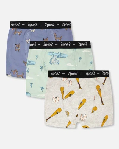 Deux Par Deux Kids'  Organic Cotton Boxers Pack Of 3 In Multi