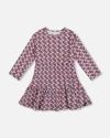 Deux Par Deux Organic Cotton Dress With Flounce Hem Apple In Blue