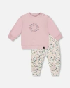 Deux Par Deux Organic Cotton Evolutive Pant And Long Sleeve Top Set In Pink