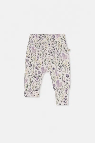Deux Par Deux Kids' Organic Cotton Evolutive Pants Beige With Heart Print In Multi