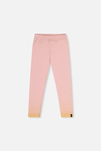 Deux Par Deux Kids'  Organic Cotton Glitter Hem Elastic Waist Leggings In Pink