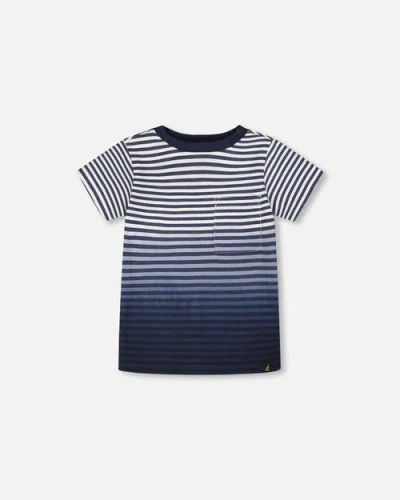 Deux Par Deux Kids'  Organic Cotton Gradient Stripes Short Sleeve T-shirt In Multi