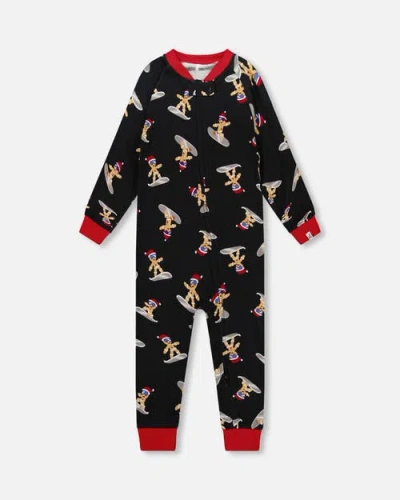Deux Par Deux Kids'  Organic Cotton Interlock One-piece Pajama Cookie In Black