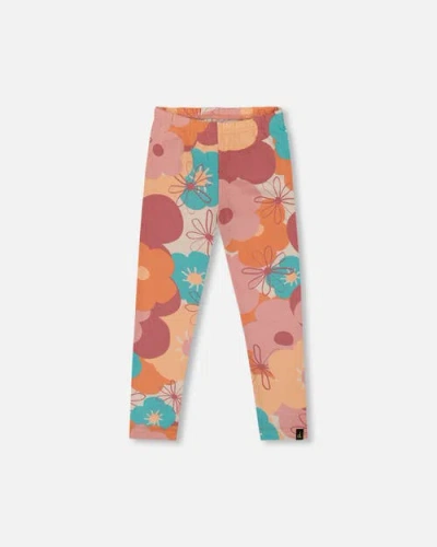 Deux Par Deux Kids'  Organic Cotton Jersey Leggings With Cats In Multi