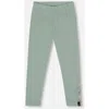 Deux Par Deux Kids'  Organic Cotton Jersey Leggings With Floral Detail In Green