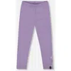 Deux Par Deux Kids'  Organic Cotton Jersey Leggings With Floral Detail In Purple