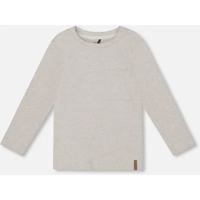 Deux Par Deux Kids'  Organic Cotton Jersey Pocket T-shirt In Neutral