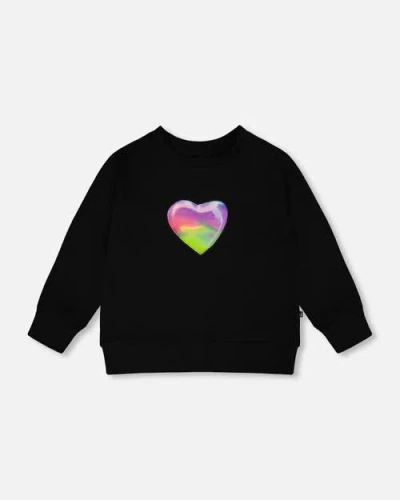 Deux Par Deux Kids'  Organic Cotton Jersey Rainbow Long Sleeve T-shirt In Blue