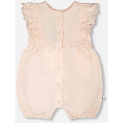 Deux Par Deux Babies'  Organic Cotton Jersey Romper With Frills In Pink