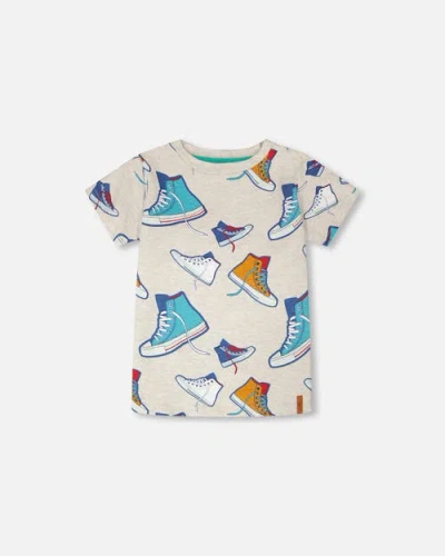 Deux Par Deux Kids'  Organic Cotton Jersey Shoes T-shirt In Multi