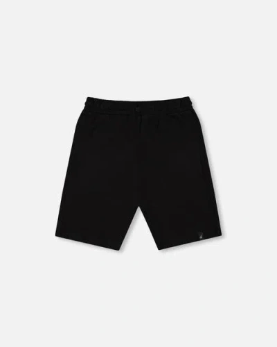 Deux Par Deux Kids'  Organic Cotton Jersey Shorts In Black