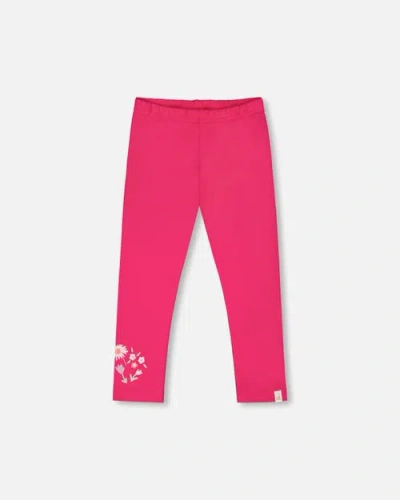 Deux Par Deux Babies'  Organic Cotton Jersey Slim Fit Floral Legging In Pink