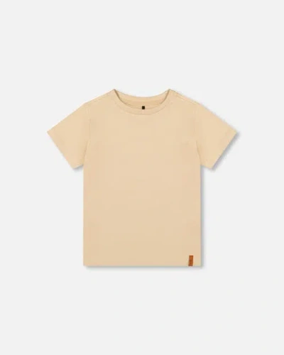 Deux Par Deux Kids'  Organic Cotton Jersey T-shirt Solid In Brown