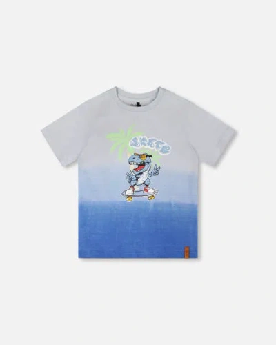 Deux Par Deux Kids'  Organic Cotton Jersey T-shirt With Gradient In Multi