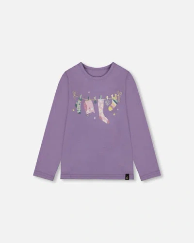 Deux Par Deux Kids'  Organic Cotton Jersey Top In Purple