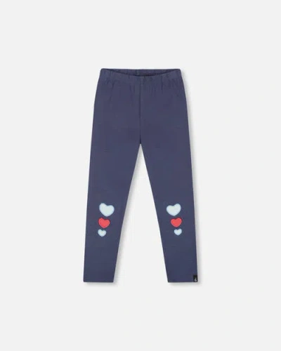 Deux Par Deux Kids'  Organic Cotton Leggings In Blue
