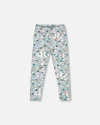 Deux Par Deux Organic Cotton Leggings Llama In Blue