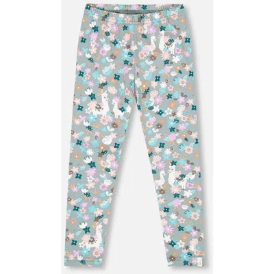 Deux Par Deux Kids'  Organic Cotton Leggings Llama In Green