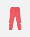 Deux Par Deux Organic Cotton Leggings With Apples In Red